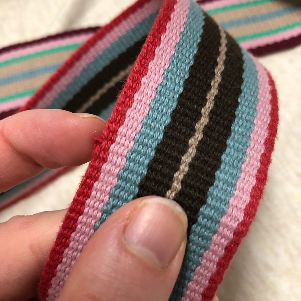 Lot of Two Ambercrombie and Fitch Cotton D Ring Belts Stripes Y2K Adjustable - Picture 6 of 6